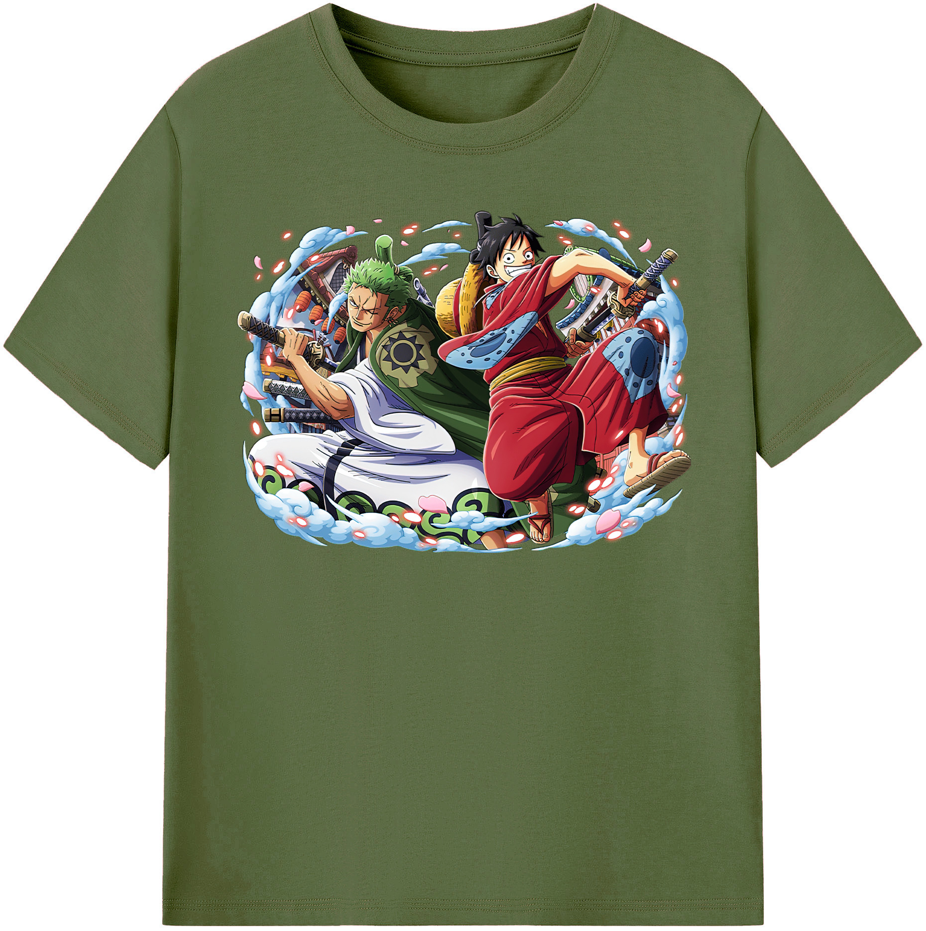 ワンピース モンキー・D・ルフィ ONE PIECE Monkey D. Luffy 綿100％半袖Tシャツ（フロントプリント）